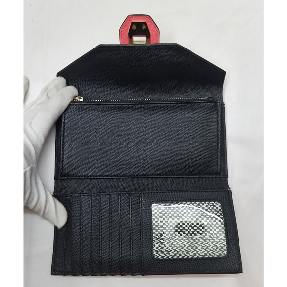 Rebecca Minkoff Pink Leather Tunlock Credit Card ID Window Bifold Wallet - Picture 10 of 15